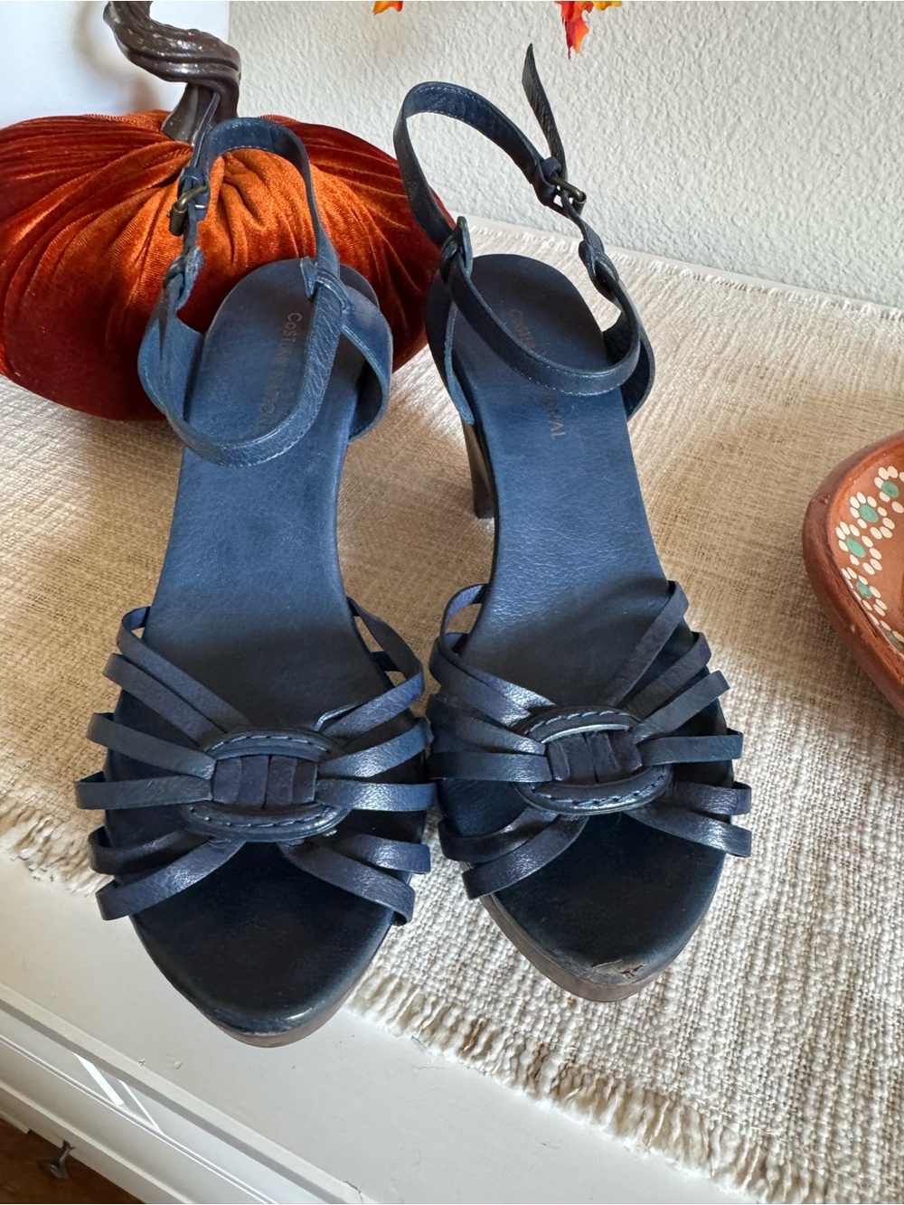 CNC Costume National Navy Strappy Heeled Sandals